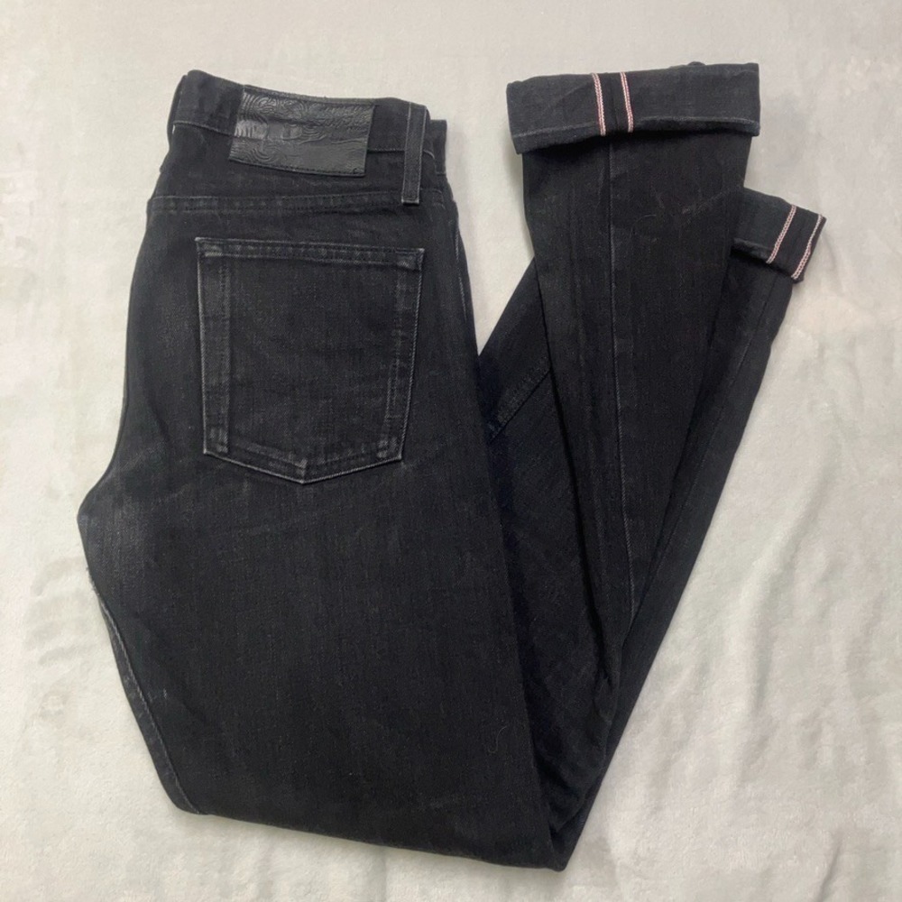 Naked & Famous Weird Guy Solid Black Selvedge Jeans Raw Japanese Denim Men 31x36
